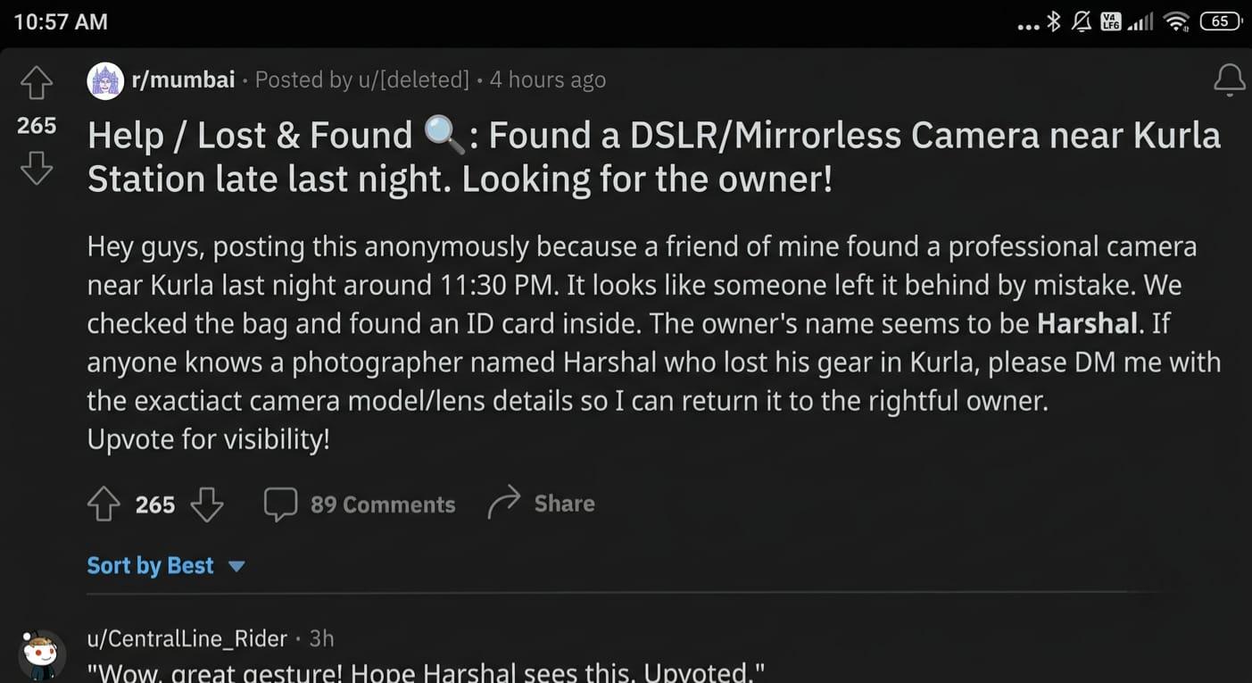 Lost camera