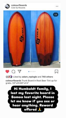 Lost surfboard