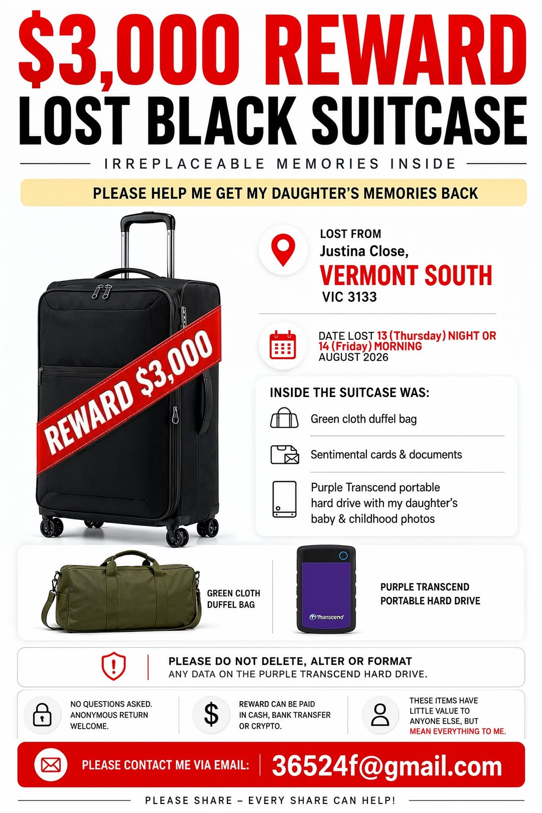 Lost Suitcase in Vermont South