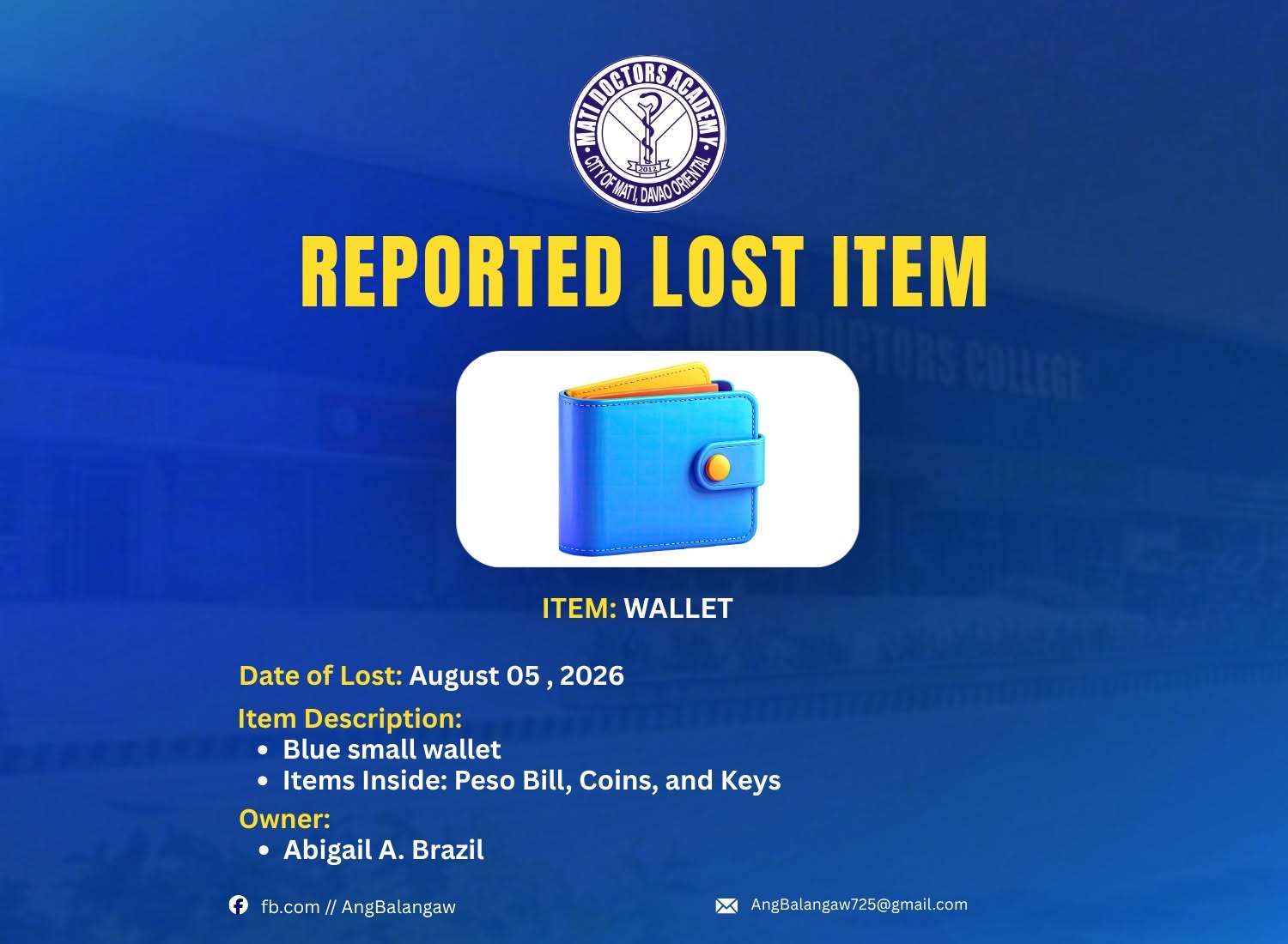 Lost wallet