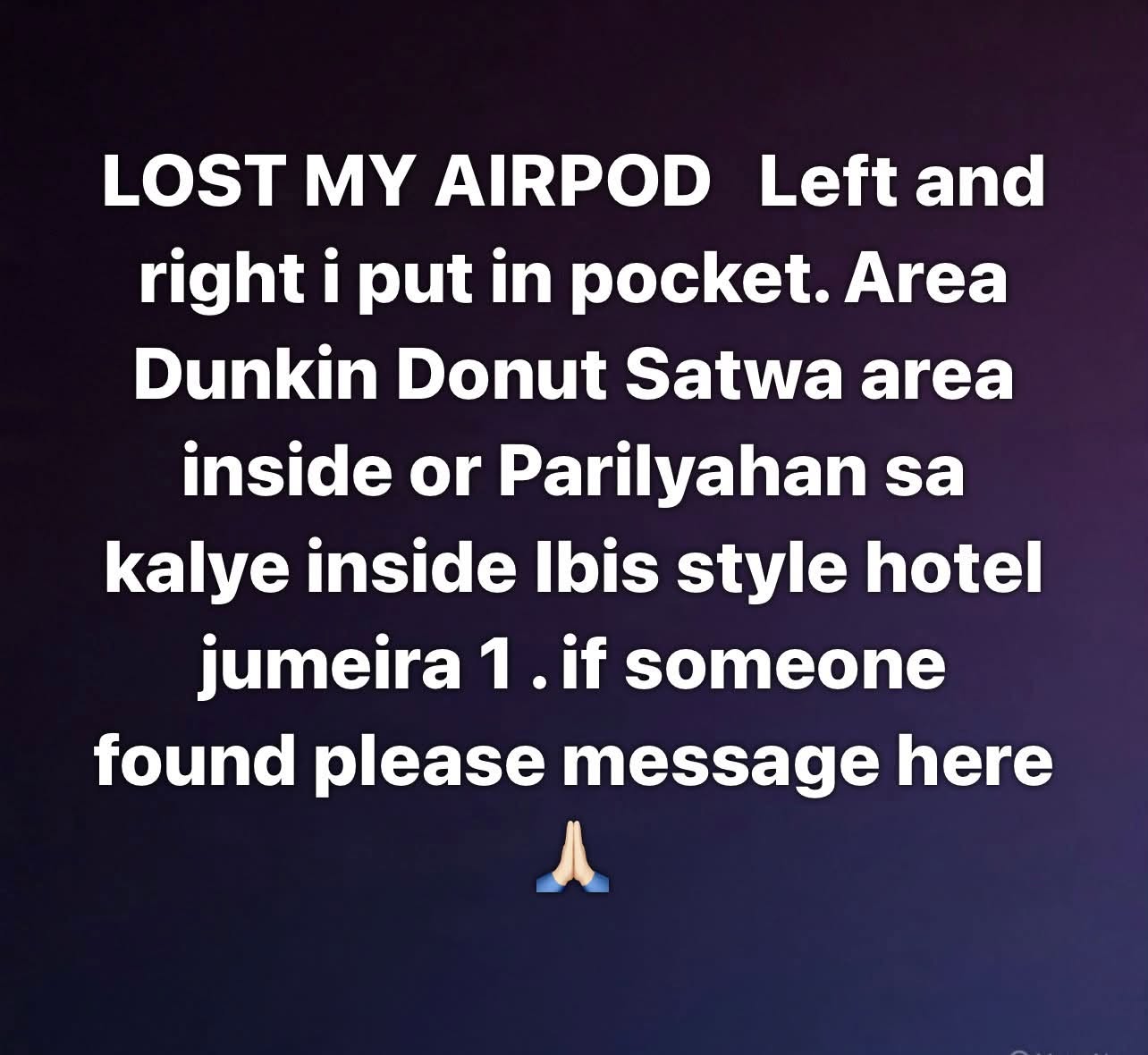 Lost Airpods in Dubai