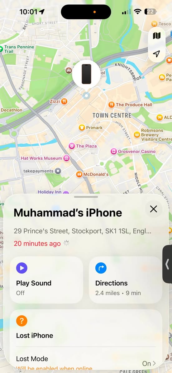 Lost Phone in Stockport