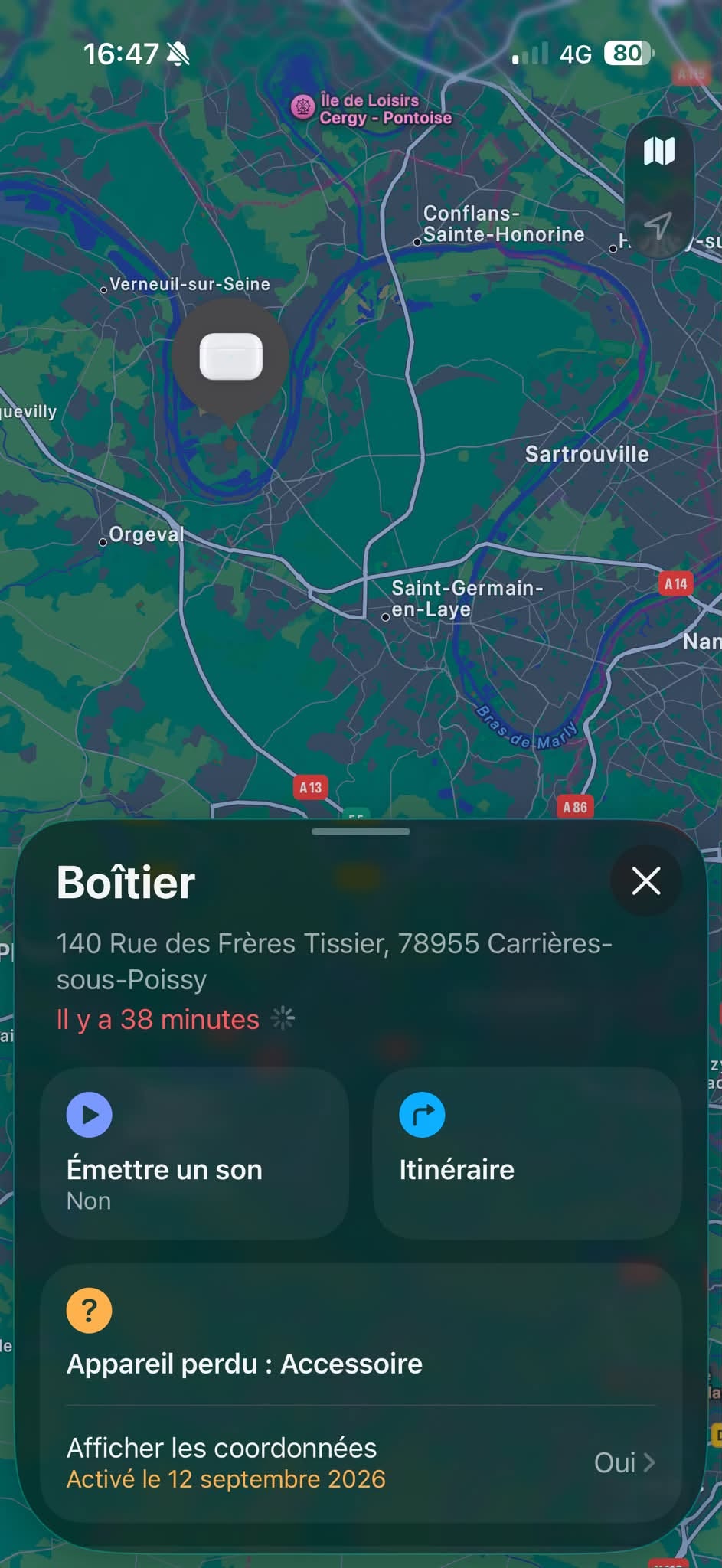 Lost Airpods in CarrièRes-Sous-Poissy