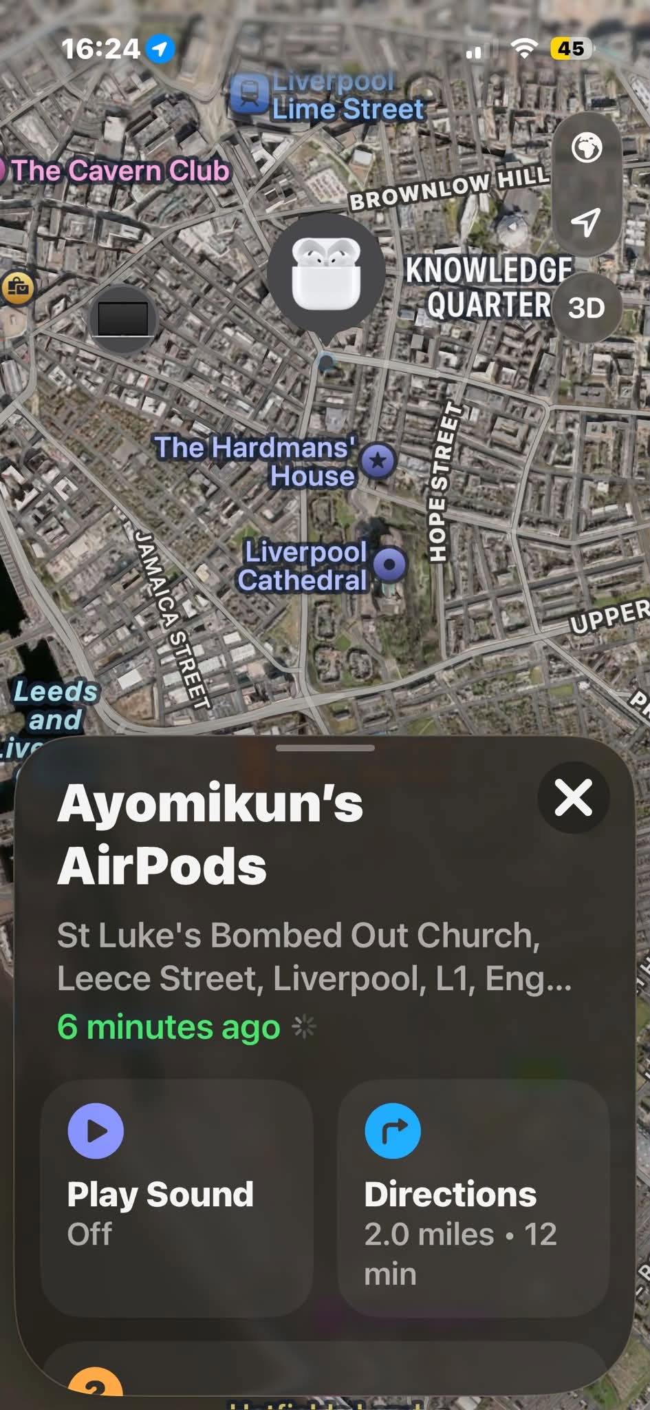 Lost Airpods in Liverpool