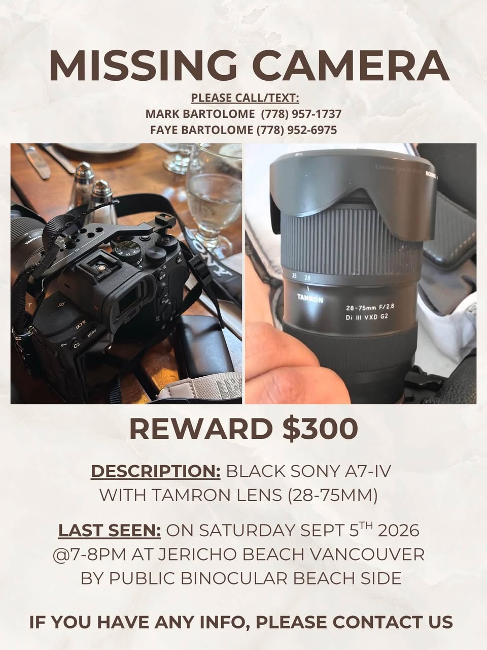 Lost Camera in Jericho Beach