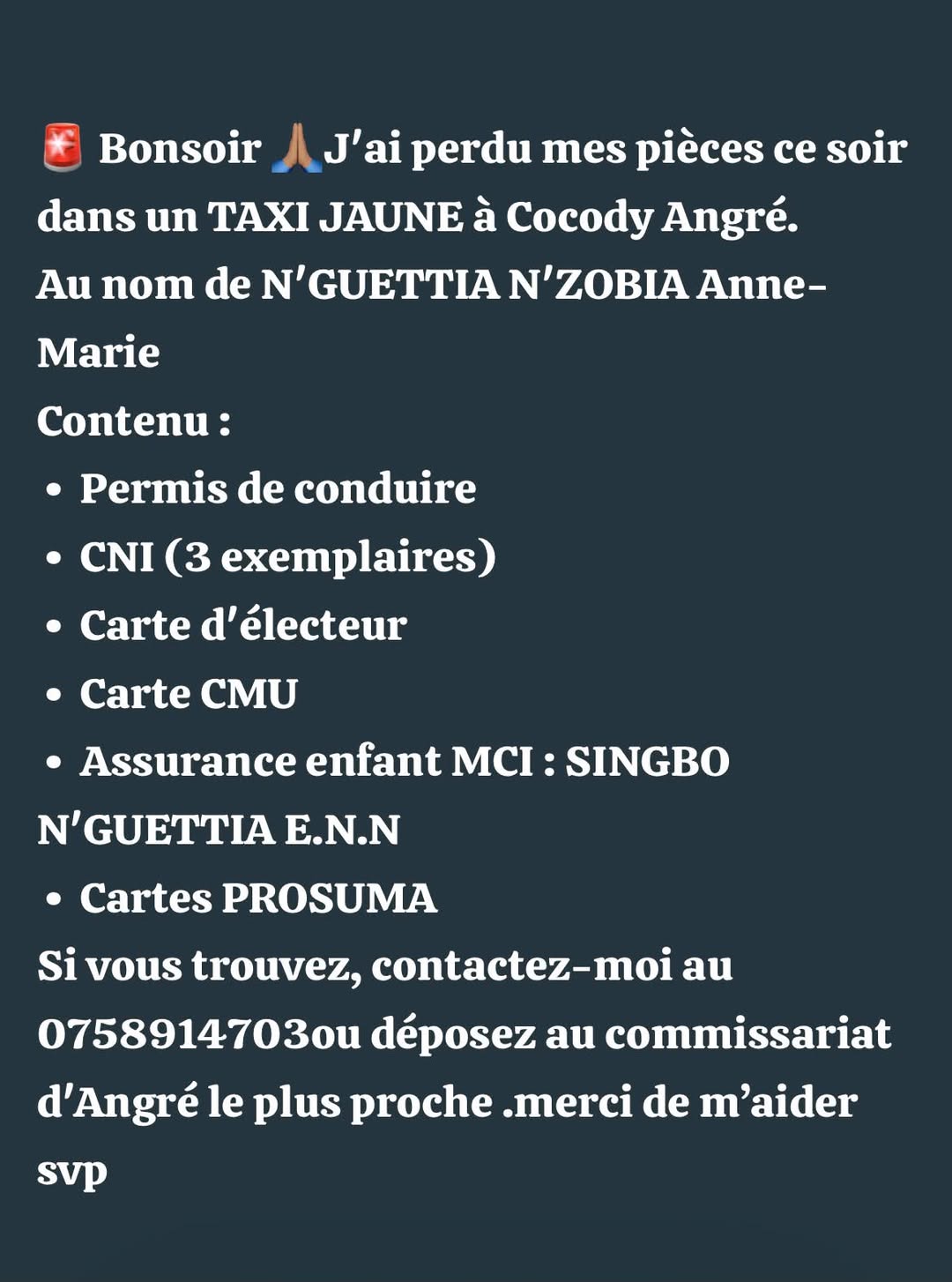 Lost ID in Abidjan