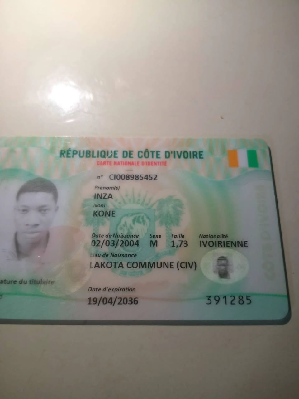 Found ID in Abidjan