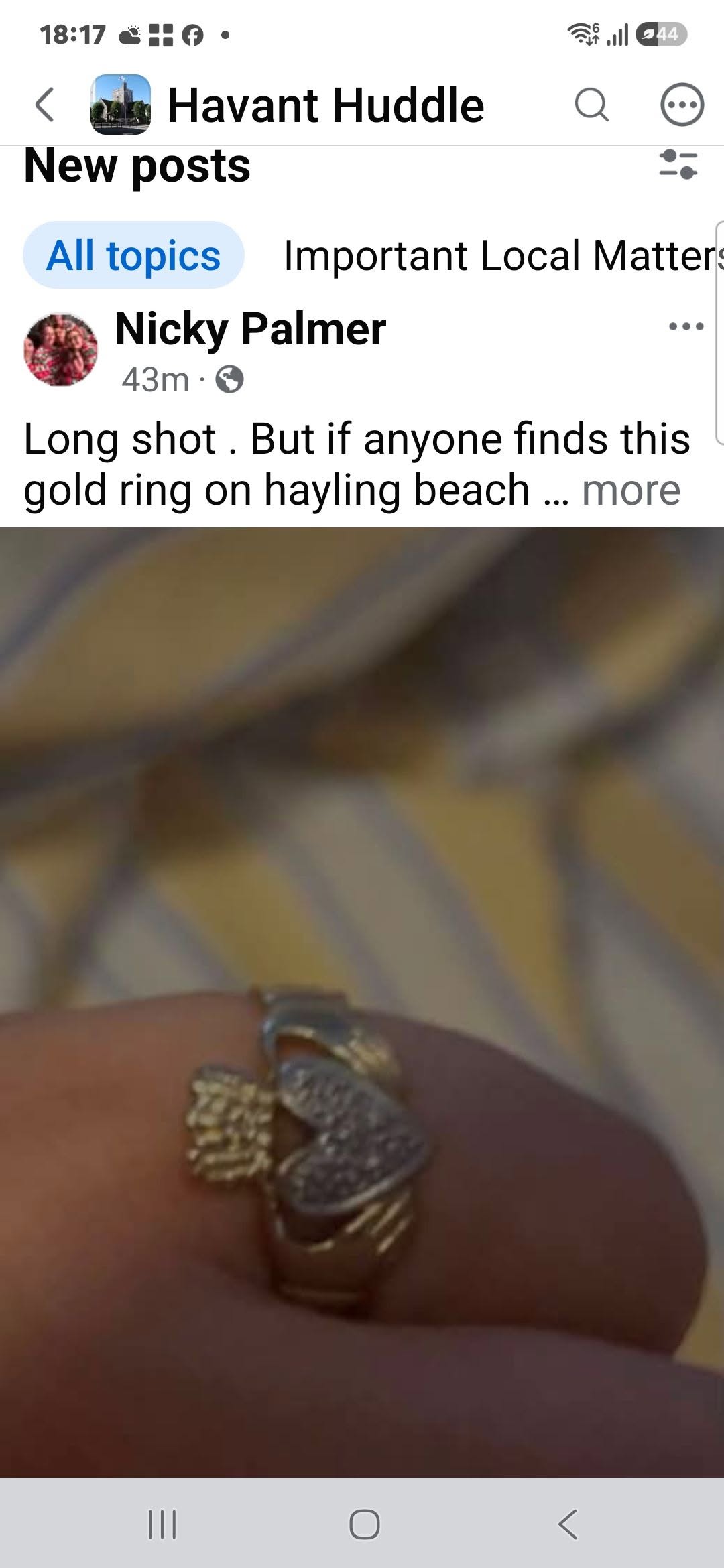Lost Ring in Hayling Island