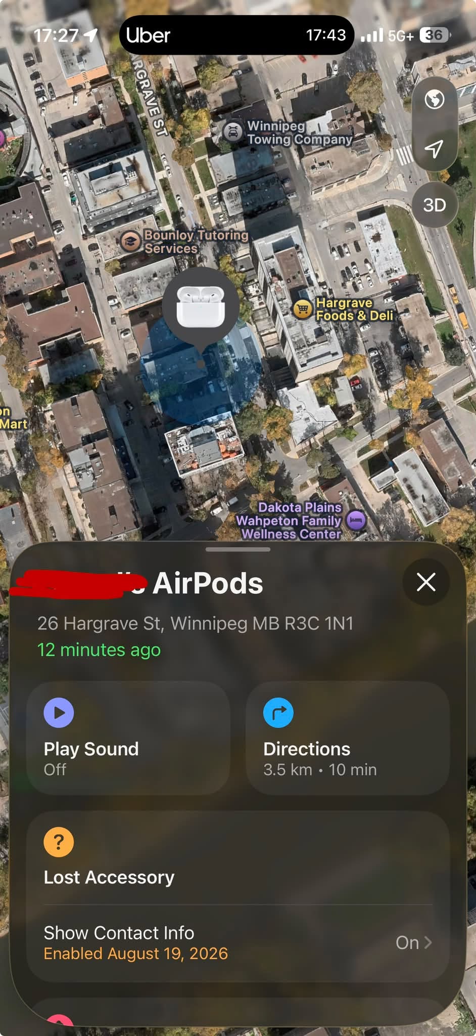 Lost Airpods in Winnipeg