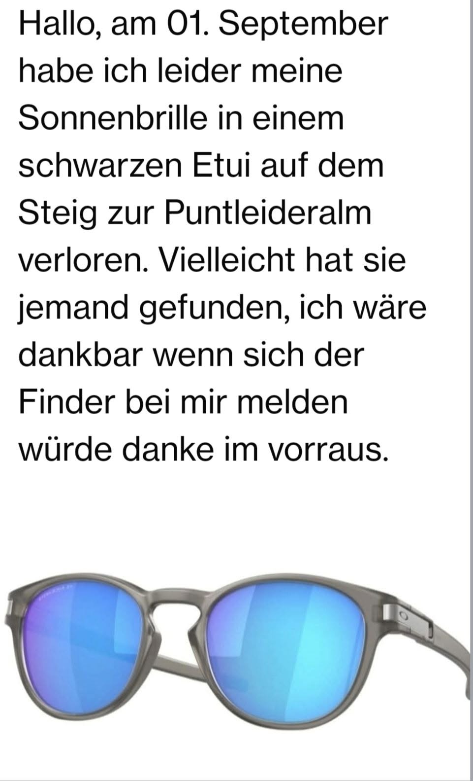Lost sunglasses