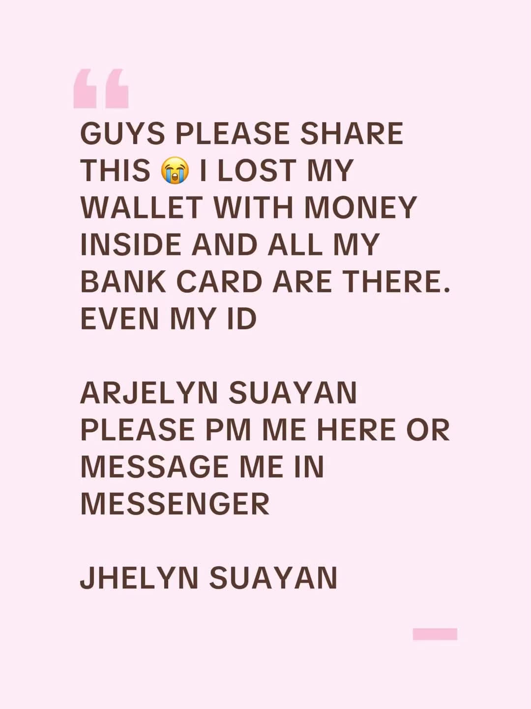 Lost wallet