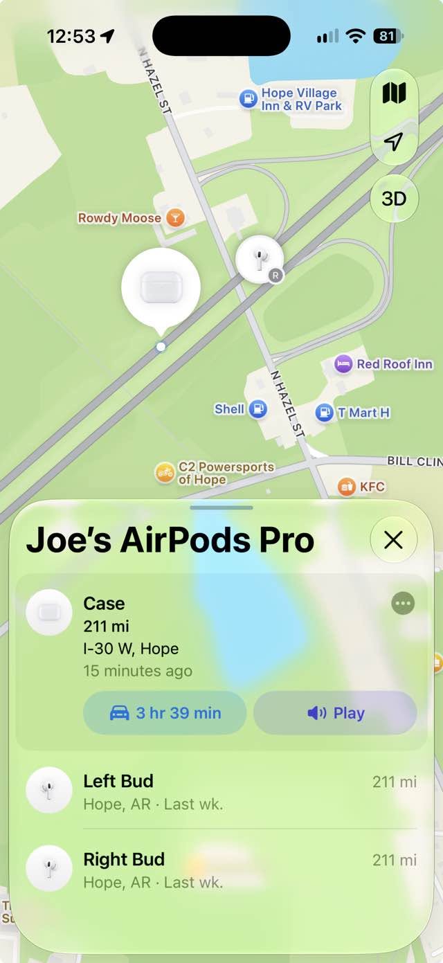Lost Airpods in Hope