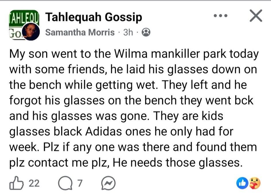 Lost Glasses in Tahlequah
