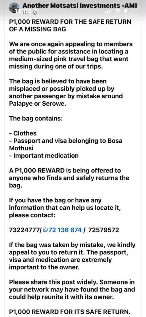 Lost Suitcase in Palapye