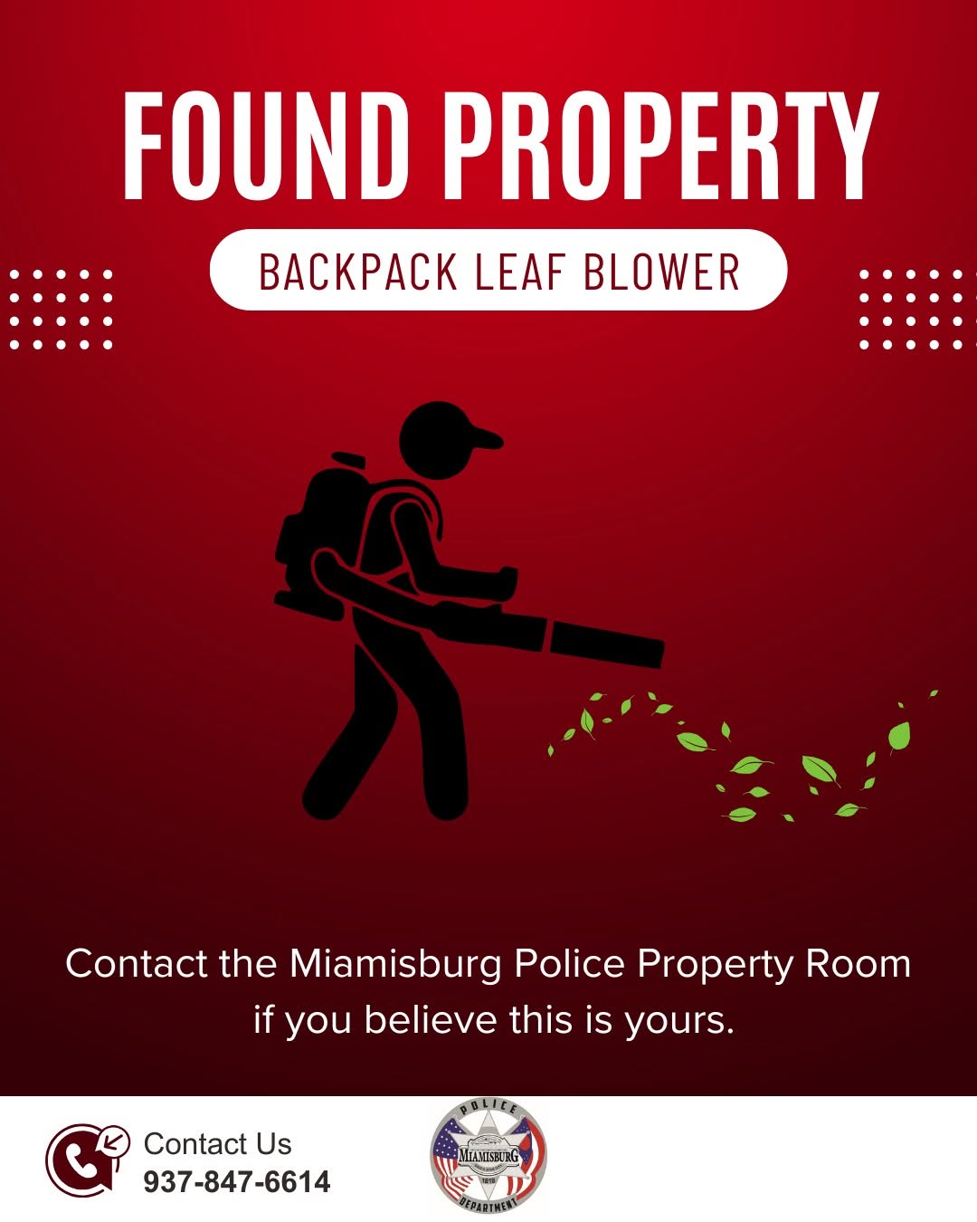 Found Leaf Blower in Miamisburg