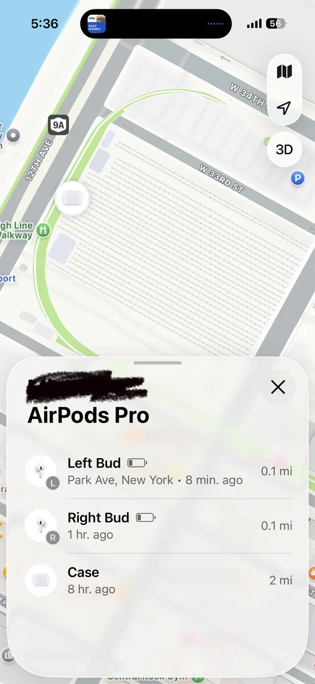 Lost Airpods in New York